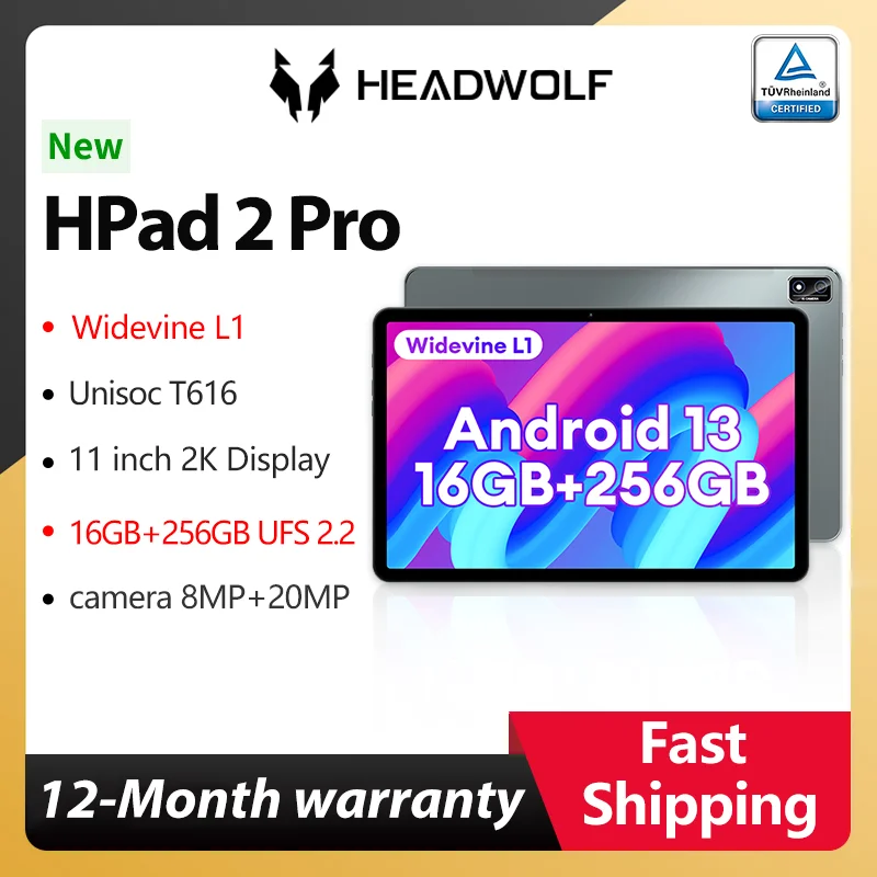 HEADWOLF HPad2 Pro ȵ̵ 13 º, 16GB RAM, 256GB ROM, UFS 2.2, 4G LTE ȭ ȭ , 11 ġ º PC, Widevine L1, 7680mAh